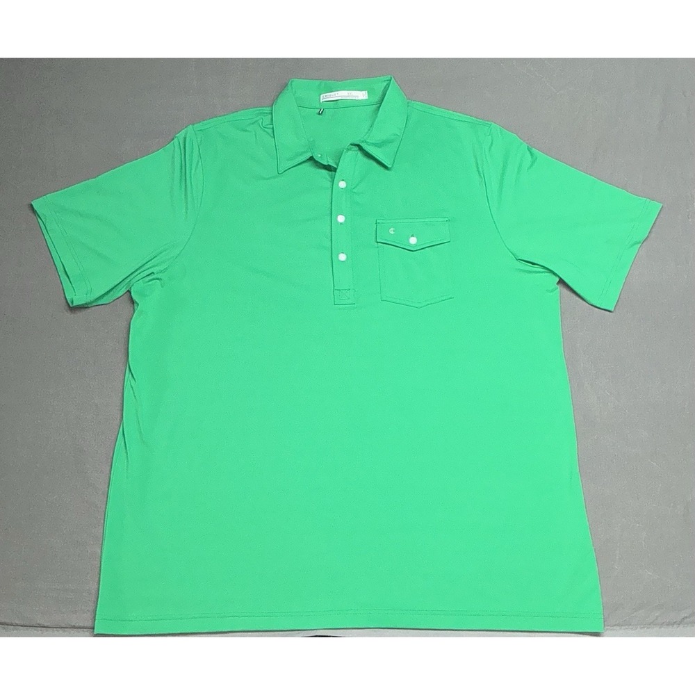 Criquet Green Polo Shirt Golf Casual Button Up Mens XXL Poly/Spandex